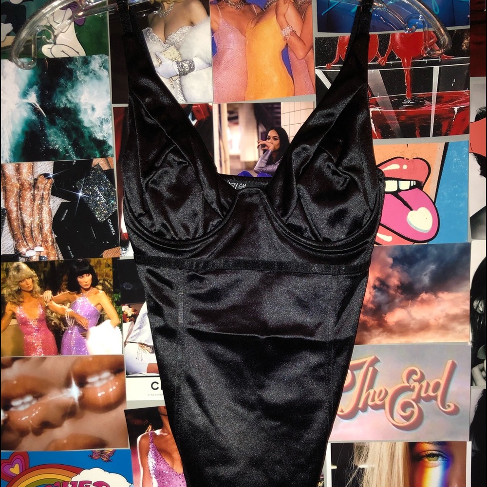 satin black bodysuit